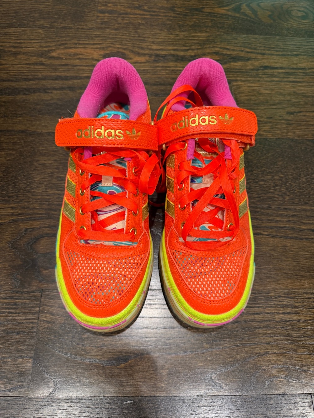 adidas Kids Orange and Pink Athletic Sneakers